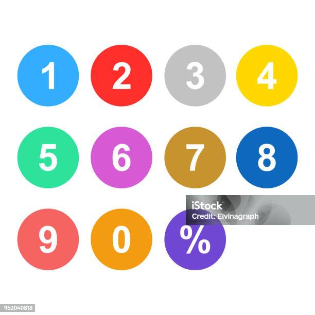 Number Set Colorful Isolated Vector Stock Illustration - Download Image Now - Number, Circle, Icon Symbol