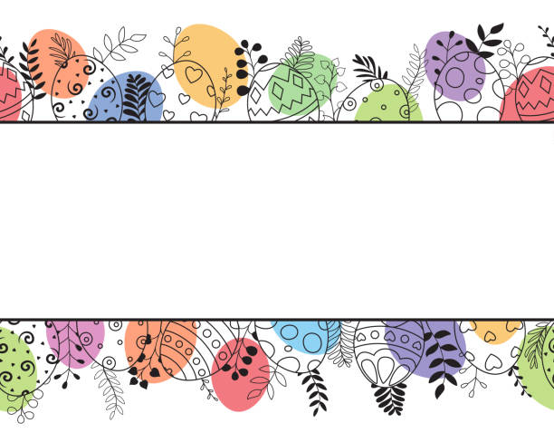 wesołych świątek kartka z życzeniami z kolorowymi pisanki kompozycja ręcznie rysowane i kwiatowe ornament - pattern easter flower spotted stock illustrations