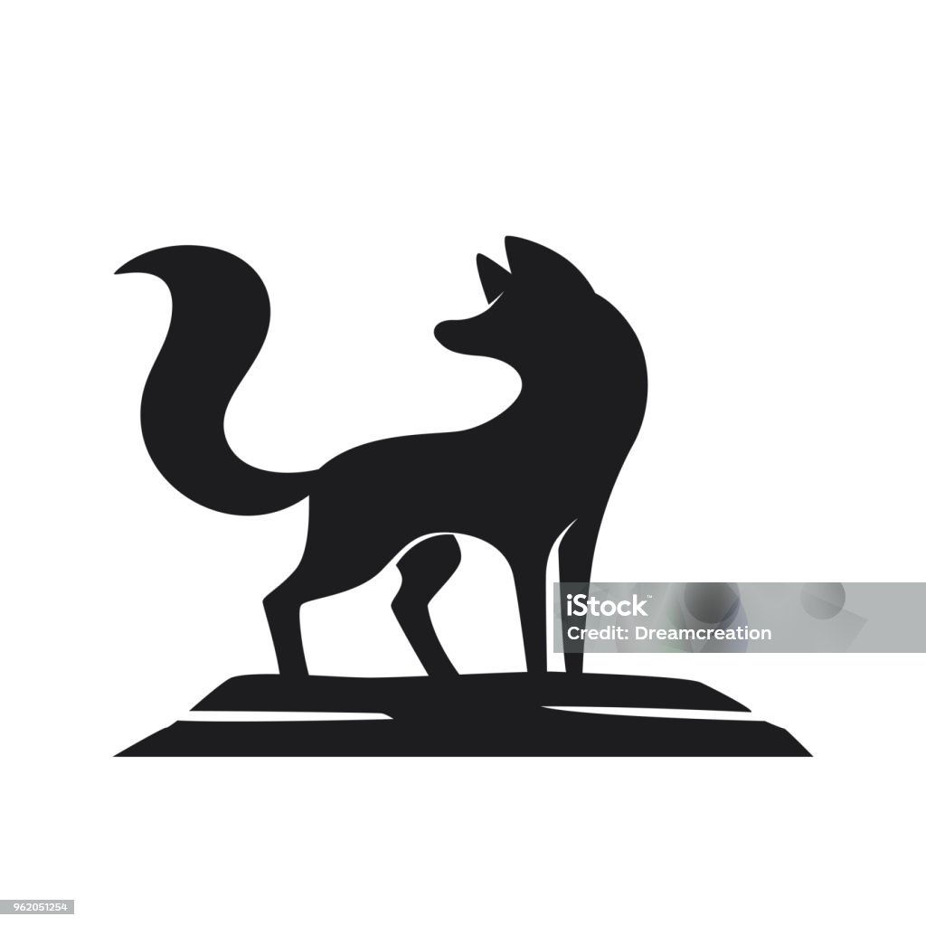 Silhouette of the fox on a white background Vector illustration of Silhouette of the fox on a white background Fox stock vector