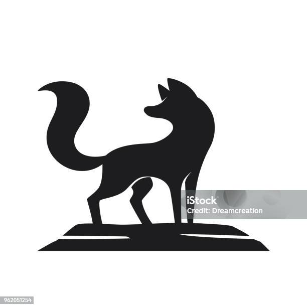 Silhouette Of The Fox On A White Background Stock Illustration - Download Image Now - Fox, Abstract, Adventure