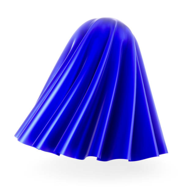 istock Blue cloth cover sphere. 3d rendering on white background. Silk, satin fabric with pleats. 962060162