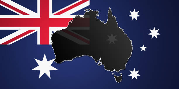 Full frame map of Australia with Australian flag.