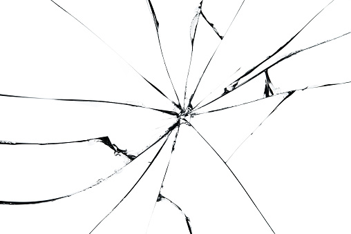 Broken glass craked on white background ,hi resolution photo art abstract texture object design