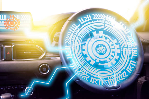 istock Interior car with icon car technology for transportation business digital and automobile 962066538