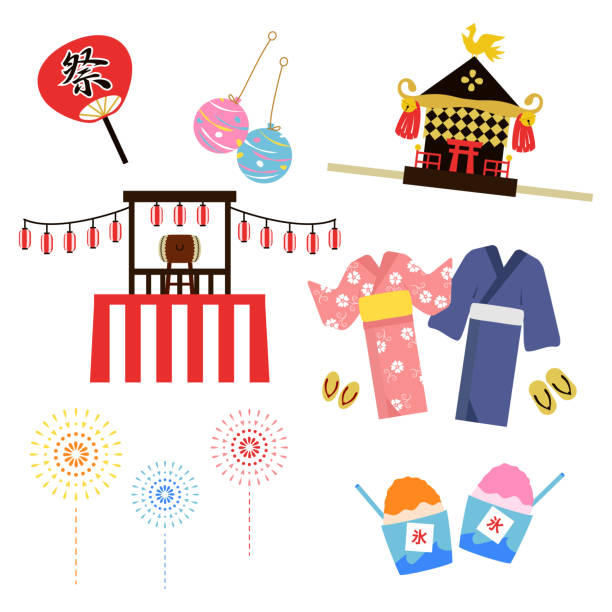 illustrations, cliparts, dessins animés et icônes de élément le festival d’été - obon