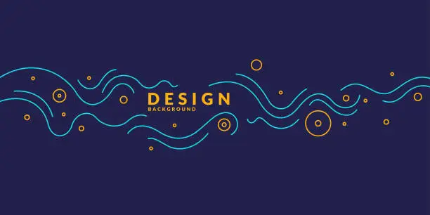 Vector illustration of Bright poster with dynamic waves. Illustration minimal flat style