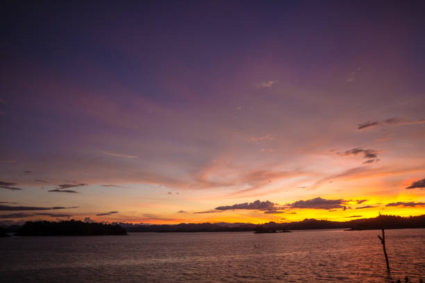 istock Sunset over lake colorful twilight 962071368