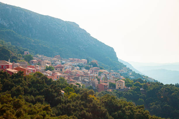 Lakones village in the morning, Corfu island, Greece