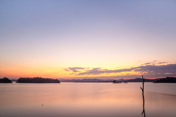 istock Sunset over lake colorful twilight 962071492