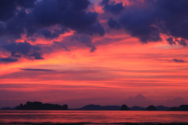 istock The sea and the quiet red sky. 962071574