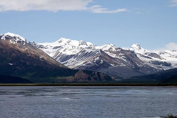 Alaska Range over Summit Lake stock photo