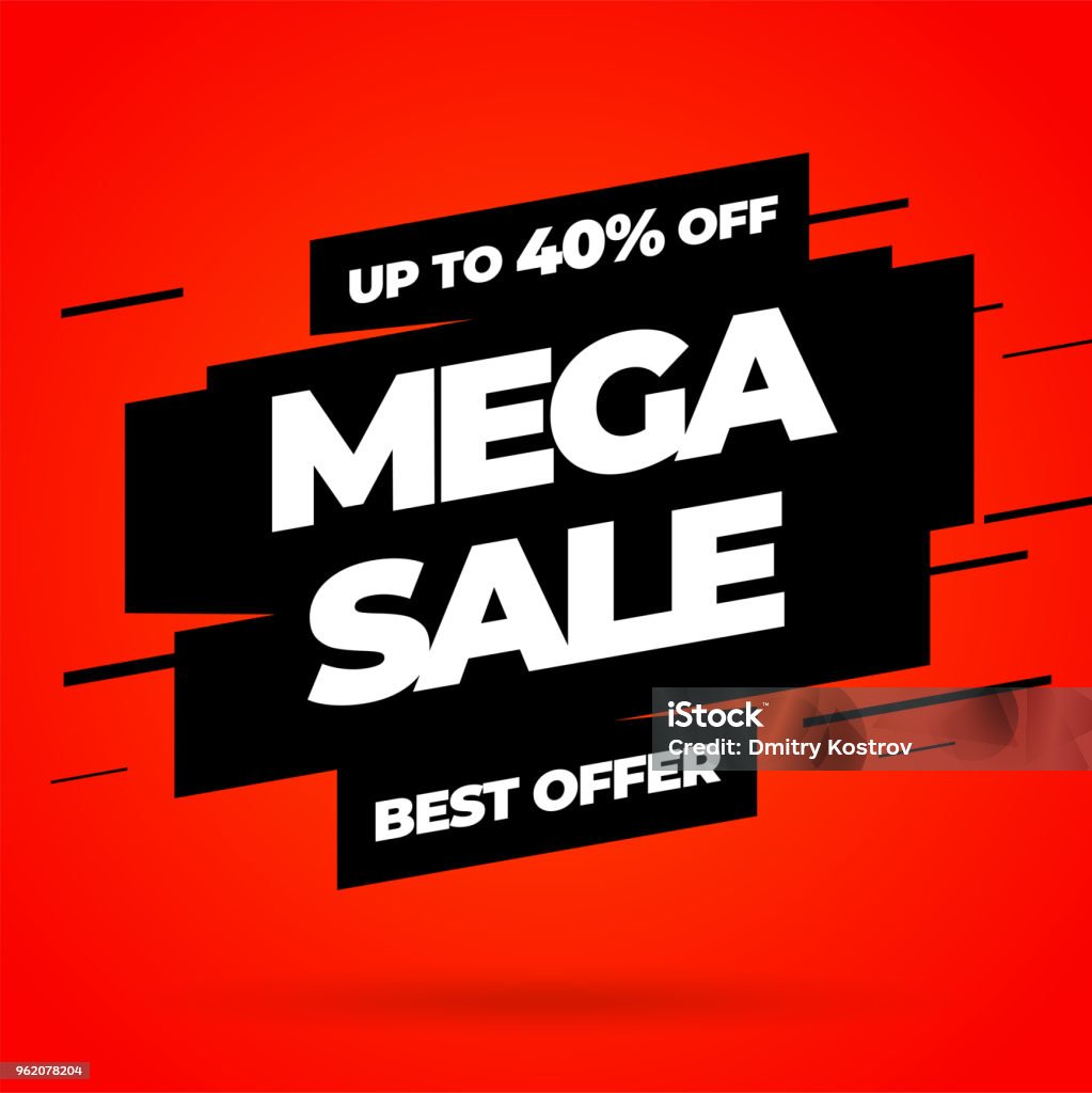 Red Print Design templa Red Sale banner template design, Mega sale special offer. End of season special offer banner. Vector illustration. Sale stock vector