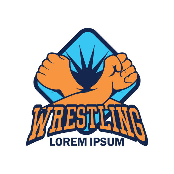wrestling icon with text space for your slogan wrestling icon with text space for your slogan. vector illustration wrestling logo stock illustrations