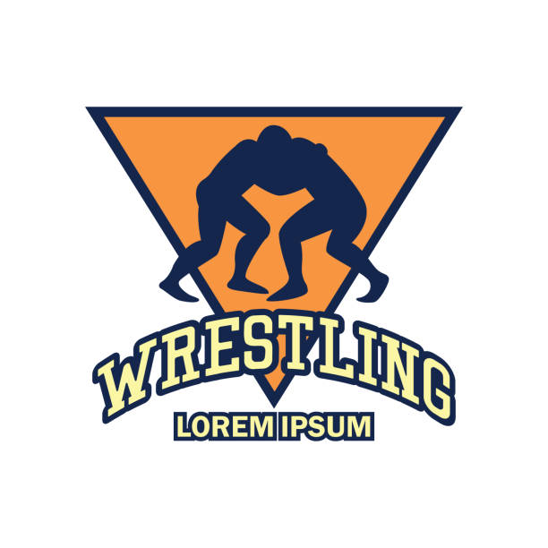 ilustraciones, imágenes clip art, dibujos animados e iconos de stock de icono de la lucha libre con espacio de texto para el slogan - wrestling