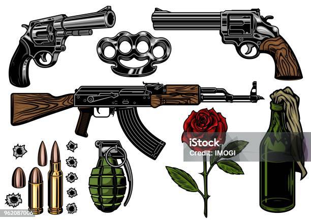 Mafia And Gangsters Set Stock Illustration - Download Image Now - Gun, Gangster, Cigar