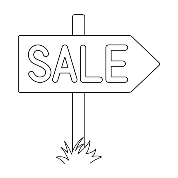 sprzedaż szyldów. realtor pojedyncza ikona w stylu konturu wektorowy symbol stockowy w internecie. - house sale real estate agent sign stock illustrations