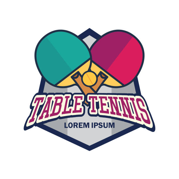 tischtennis / ping pong insignien, vektor-illustration - table tennis tennis table indoors stock-grafiken, -clipart, -cartoons und -symbole