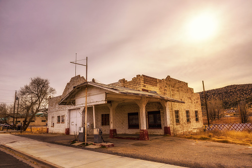 Abandoned gas station on historic Route 66 in Arizona