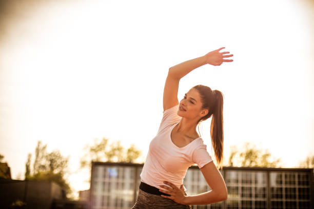 istock Important part of exercise is stretching. Close up image. 962106446