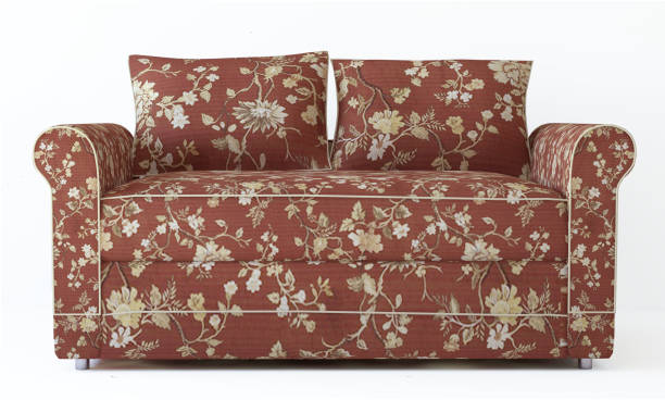 istock Fabric armchair sofa in a slightly primitive style. Upholstery material with pattern 962111534