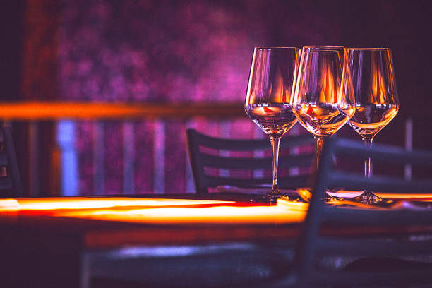Wineglasses on the restaurant table