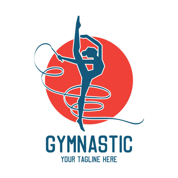 ilustrações, clipart, desenhos animados e ícones de insígnia de ginástica esporte, ilustração vetorial - flexibility business gymnastics exercising
