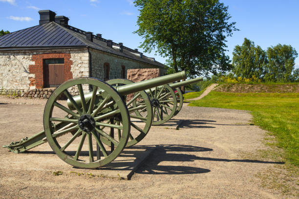 Old cannons of the First World War Old cannons of the First World War stand in open public park of  Lappeenranta, Finland lappeenranta stock pictures, royalty-free photos & images