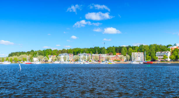 Panoramic landscape of Lappeenranta Panoramic landscape of Lappeenranta harbour in summer day, Finland lappeenranta stock pictures, royalty-free photos & images