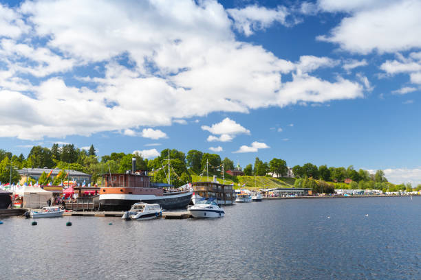Landscape of Lappeenranta harbour, Finland Landscape of Lappeenranta harbour in summer day, Finland saimaa stock pictures, royalty-free photos & images