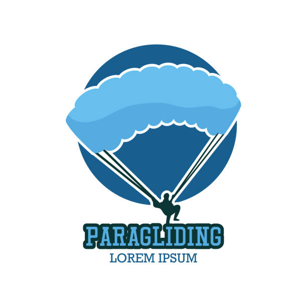 ilustrações de stock, clip art, desenhos animados e ícones de paragliding insignia, vector illustration - skydiving tandem parachute parachuting