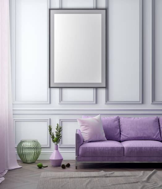 istock Mock up poster frame in interior background and classic wall, 3D illustration 962114070