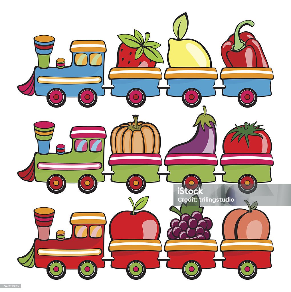 Trens dos desenhos - Vetor de Alimentação Saudável royalty-free