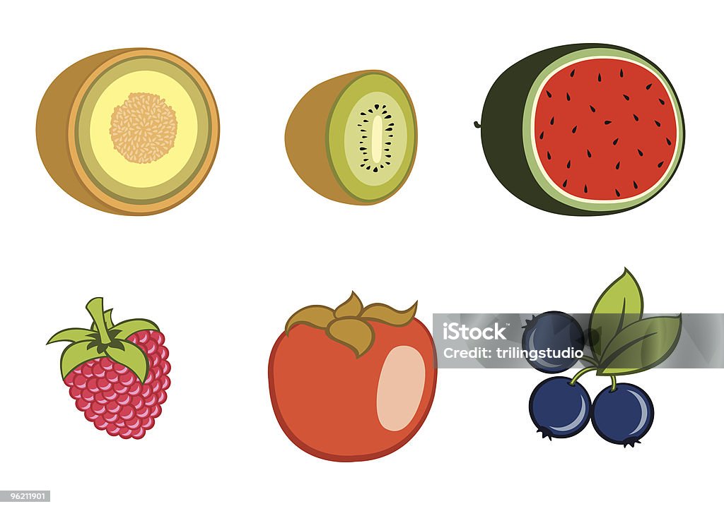 Owoców ikony - Grafika wektorowa royalty-free (Arbuz)