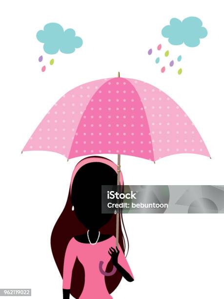 Beautiful Woman With Umbrella Polka Dots Stock Illustration - Download Image Now - Abstract, Adult, Art