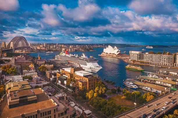 시드니 하버 - the rocks sydney harbor bridge sydney australia new south wales 뉴스 사진 이미지