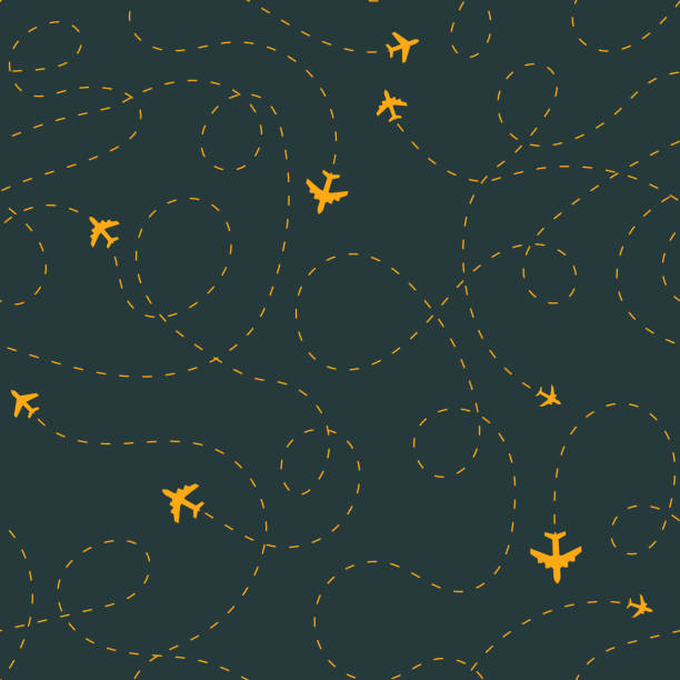 Seamless plane track patten Seamless plane track patten. Airplane routes tracery airplane patterns stock illustrations