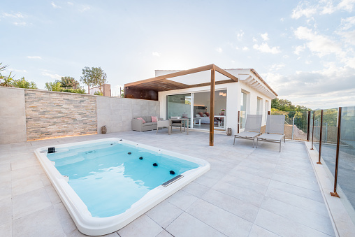 Big whirlpool in luxury hotel suite in Mallorca