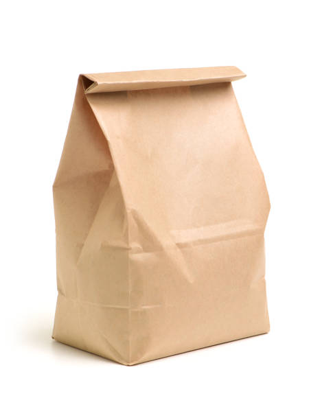 Brown Paper Bag  on white background Brown Paper Bag  on white background packed lunch photos stock pictures, royalty-free photos & images
