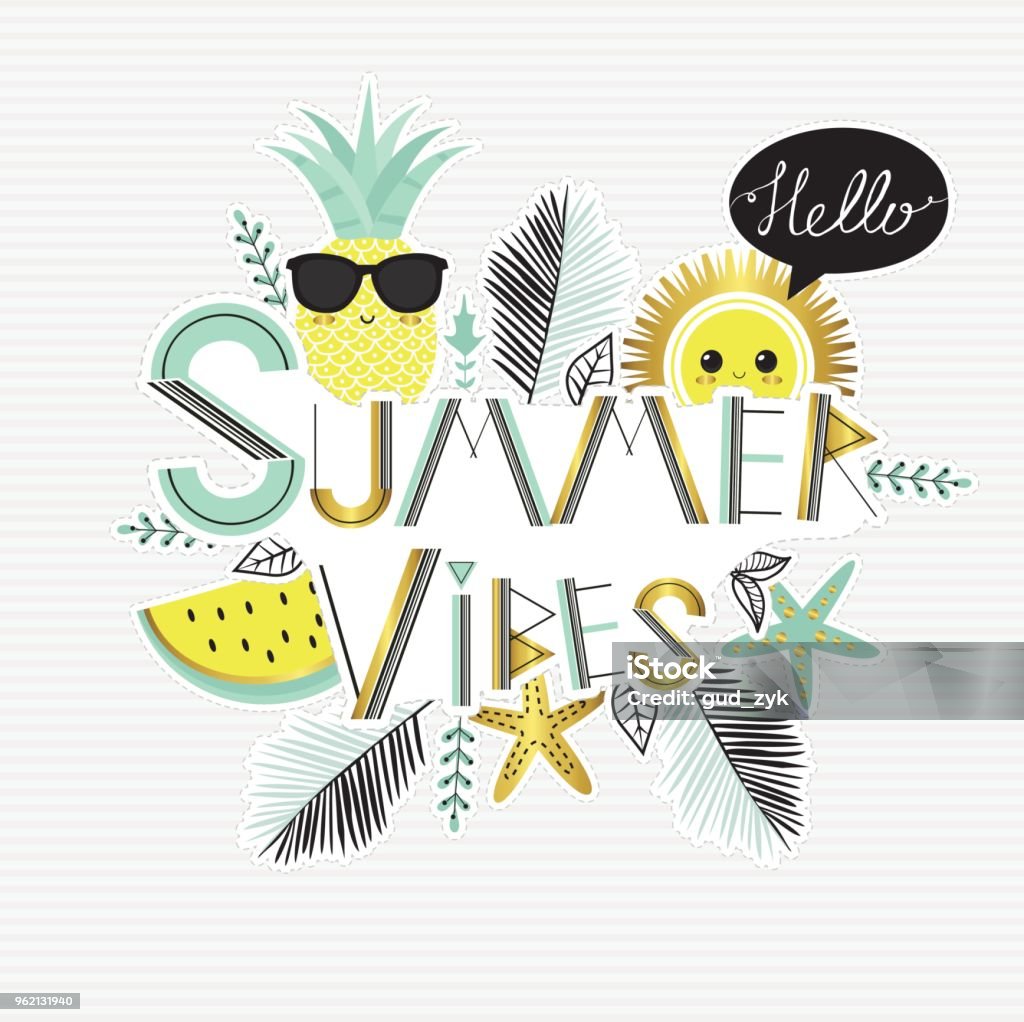 Summer Vibes Stock Illustration - Download Image Now - Bright, Cartoon,  Characters - iStock