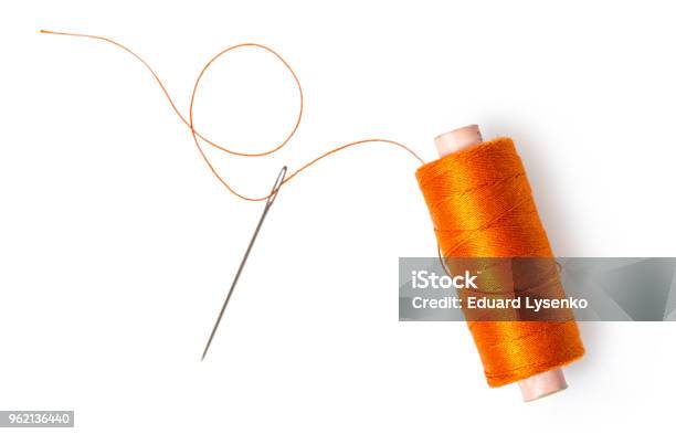 Spool Of Thread With A Needle Stock Photo - Download Image Now - Thread - Sewing Item, Sewing Needle, Sewing