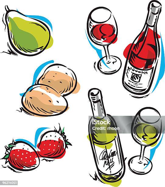 Obst Und Wein Stock Vektor Art und mehr Bilder von Birne - Birne, Erdbeere, Farbbild