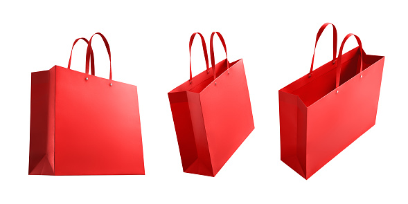 Various type of shopping bags isolated on white background