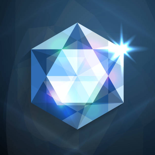illustrazioni stock, clip art, cartoni animati e icone di tendenza di illustrazione di pietre preziose blu astratte lucide - eps 10 vettoriale - gem jewelry hexagon square