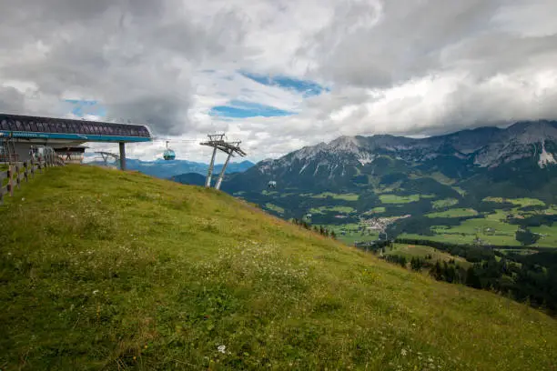 Top of mountain station Brandstadl in the Austrian town of Scheffau in the Wilder Kaiser Mountains