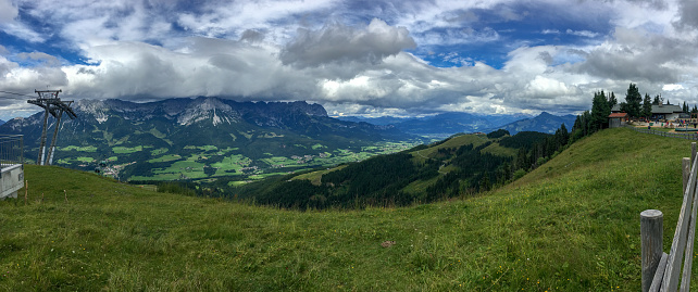 Panoramic view at Wilder Kaiser Mountains in the Austrian region of Tirol
