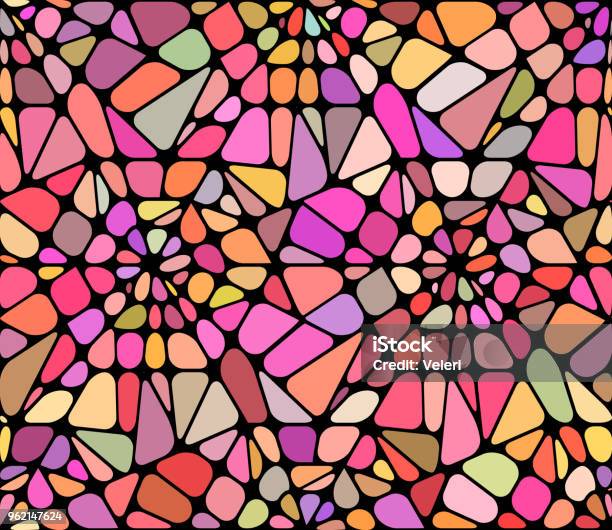 Vector Background With A Red Broken Stained Glass Stock Illustration - Download Image Now - Stained Glass, Pattern, Religious Cross