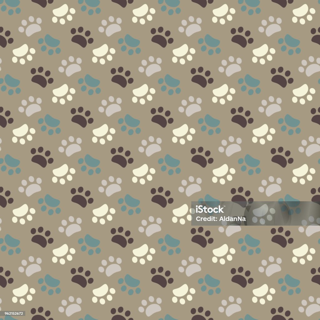 Animal Foot Pattern Paw Seamless Patternanimals Foot Imprint Stock Illustration - Download ...