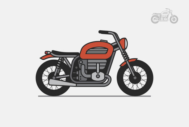 Red Vintage Motorcycle Stock Illustration - Download Image Now - Adventure,  Art, Bicycle - iStock
