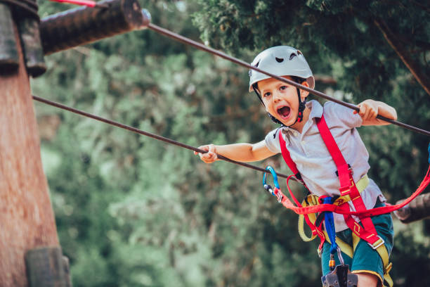 istock Happy boys playing at adventure park on sunny day. 962156278