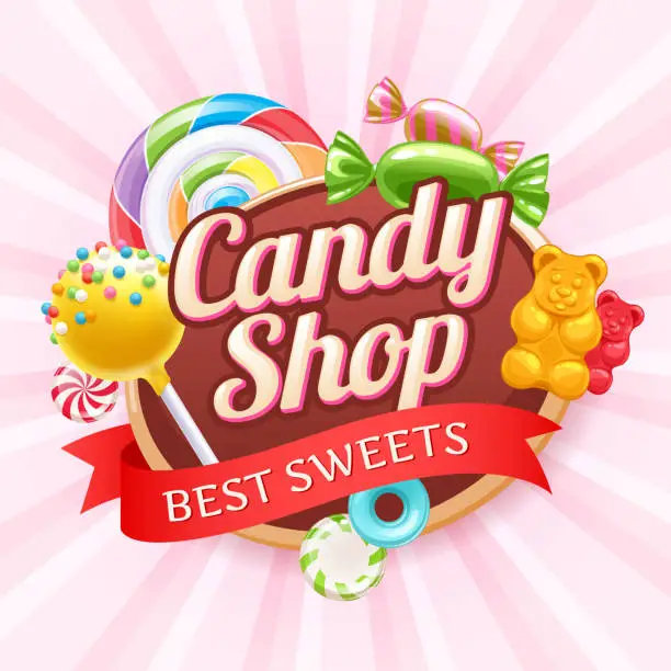 Vector illustration of Candies and sweets colorful background
